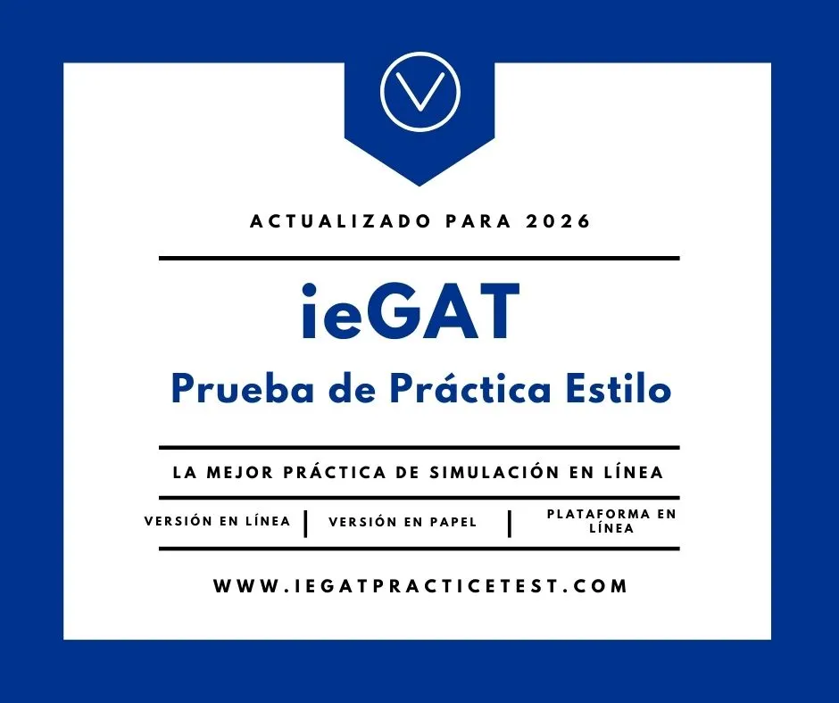 Captura de pantalla de la interfaz de tests online de ieGAT Practice Test